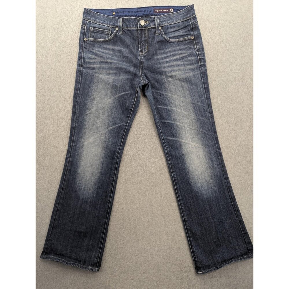 Vigoss Jeans Juniors 11 Blue Medium Wash Mid Rise Straight Embroidered Stretch